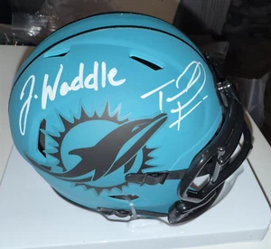 Tua Tagovailoa & Jaylen Waddle Miami Dolphins Signed Autographed Mini Helmet - Picture 1 of 4