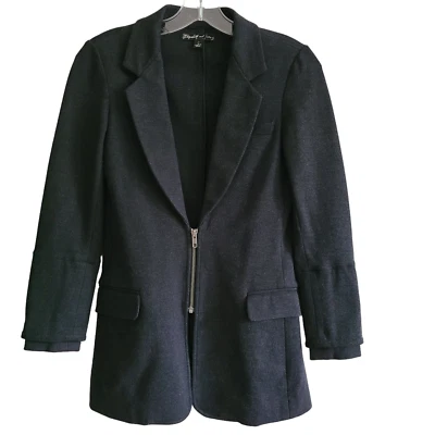 ELIZABETH & JAMES Zip Front Heavyweight Knit Jacket Blazer Dark Gray Women's 0 - Image 1 of 4