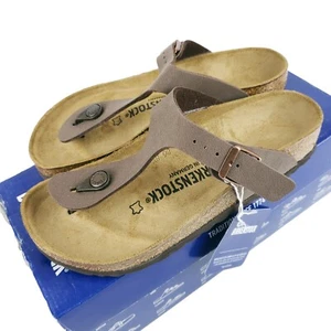 BIRKENSTOCK Gizeh BS Birko Flor Leather Thong Sandal MOCCA Regular Fit - Picture 1 of 10