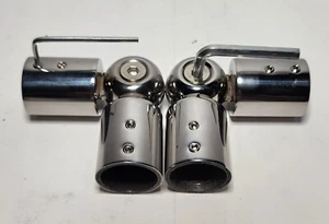2-Window Curtain 1" ID Heavy Duty Hinged Elbow Corner Connector Rods Silver - Picture 1 of 9