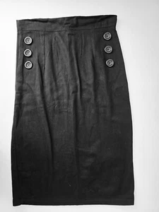 COLLECTIF Skirt Size 10 Black High Waisted Pencil Wiggle Retro Rockabilly Pin Up - Picture 1 of 4