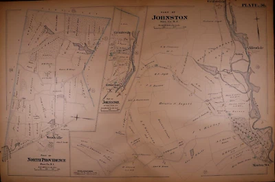 Mapa Plat 1882 ~ Woodville - Johnson - North Providence, RI #36 (18x28) Foto 1 de 2