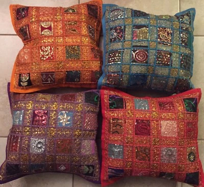 one Silk SOFA Pillow Cushion Cover /Table Runner /Patchwork Handmade/Hand Craft  - Image 1 of 4
