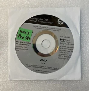 ~ New HP Microsoft Windows 7 Professional SP1 32-bit Reinstallation DVD (No Key) - Picture 1 of 2