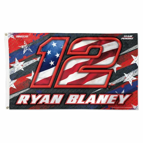 Ryan Blaney 2022 Wincraft #12 Team Penske Patriotic 3x5 Deluxe Flag FREE SHIP Cover