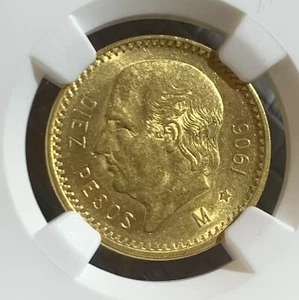 Mexico ✮ 1906 ✮ 10 Pesos (GOLD) ✮ NGC AU58 - Picture 1 of 5