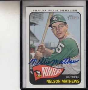 2015 TOPPS HERITAGE NELSON MATHEWS "KANSAS CITY ATHLETICS" AUTO AUTOGRAPH - Picture 1 of 1