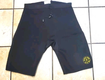 Gold's Gym black neoprene compression shorts SIZE M/L Training Cycling VINTAGE - Image 1 of 4