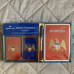 Vintage Hallmark Playing Card Bridge Ensemble Patriotic Design USA America - Picture 1 of 5