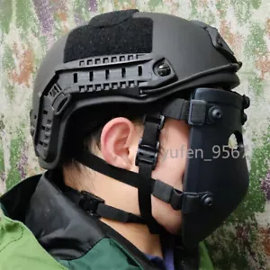 Maschera scudo protezione viso protezione viso protezione antiproiettile in fibra aramide 3A + casco antiproiettile - Foto 1 di 16