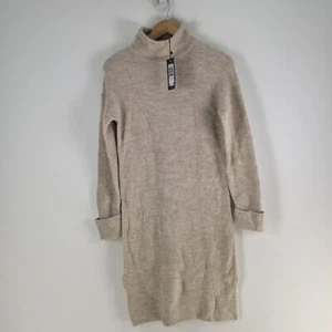 NEW Vero Moda womens knit jumper dress size S beige turtleneck long slv 099567 - Picture 1 of 12