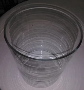 25CC93 CLEAR GLASS HURRICANE, 7-13/16" DIAMETER 9-1/2" TALL, CANDLE HOLDER, VGC - Picture 1 of 5