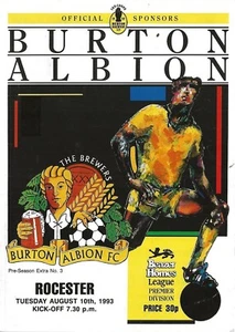 Football Programme>BURTON ALBION v ROCESTER Aug 1993 Friendly - Picture 1 of 1