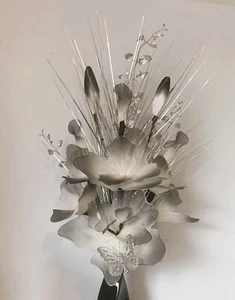 Artificial flower arrangement Black Ivory Nylon Flowers Butterfly-No Vase. - Picture 1 of 2