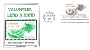 2039 20c VOLUNTEER LEND A HAND - HOC cachet - Picture 1 of 1