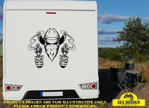 car  camper decal sticker SKULL COWBOY - Picture 1 of 2