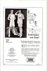 PRINT AD 1925 BVD Men's Underwear Union Suit Shirts Drawers 6.5 x 10 - Picture 1 of 3