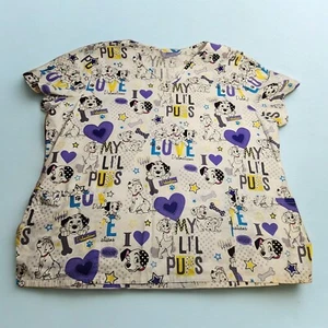 Scrubs Top Shirt Disney 101 DALMATIONS L Large Unisex Medical Dental Veterinary - Picture 1 of 11