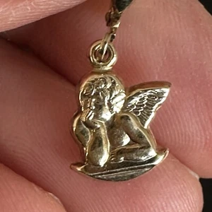 Milor 14k Yellow Gold Cherub Dangle Earrings - Picture 1 of 8