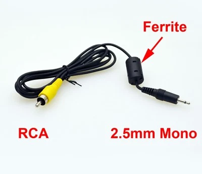 2.5mm Male Mono Plug to RCA Yellow Male Cable with Ferrite 5Ft - Image 1 of 2