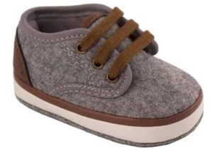 Baby Deer Gray Heathered Faux Wool Lowtop Sneakers with Brown Trim * Size 0 1 2 - Picture 1 of 1