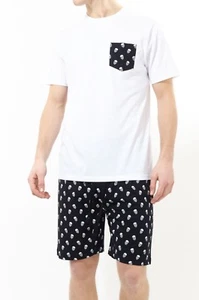 NEW Men's Brave Soul 'White Skull' Short Pyjama/Lounge set - Picture 1 of 3