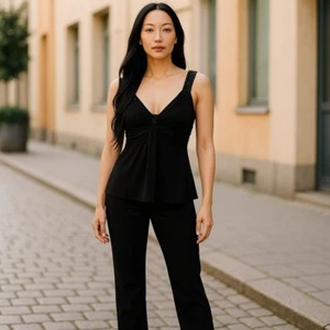 New XSCAPE by Joanna Chen Size 8 Black Sequin Strappy Cami Tank Top Shirt Blouse - Picture 1 of 10