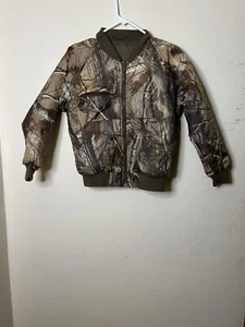 Cabela's Realtree Nylon Quilted Bomber Hunting CamoJacket Reversible Youth M EUC - Picture 1 of 4