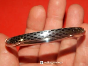 14K WHITE GOLD ETERNAGOLD MATTE & HIGH POLISHED 6MM HINGED BANGLE BRACELET - Picture 1 of 19