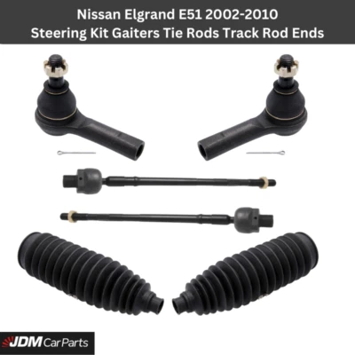 For Nissan Elgrand E51 2002-2010 Steering Kit Gaiters Tie Track Rod Ends Set - Image 1 of 3