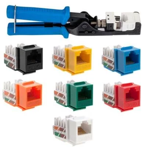 Cat5e Keystone Jack Netzwerk Ethernet 45 Grad RJ45 Werkzeug Punch Down Set Posten - Bild 1 von 3