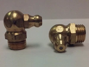 M10 x 1mm 90 Degree (BRASS) Metric Grease Zerk Nipple Fitting 1 pc - Picture 1 of 1