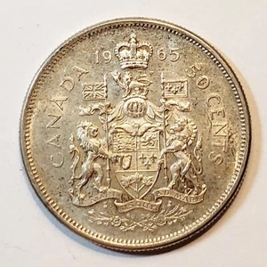 1965 - HIGH GRADE - Canada 50 fifty cents SILVER - COMBINE to save - C50-046 - Picture 1 of 3