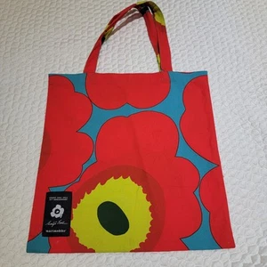 Merimekko Tasche groß rot Blumen 50 Jahre Jubiläum abstrakt Retro Boho - Bild 1 von 6