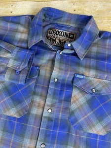 Camisa Dixxon Clark Street Franela Para Hombres 2X Azul Gris A Cuadros Perla A Presión Informal - Imagen 1 de 8