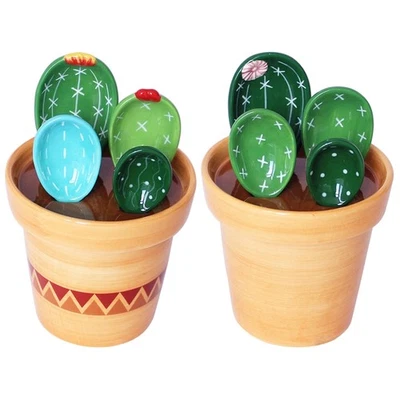 Ceramic Cactus Measuring Spoons with Holder Set Baking Measuring Spoons - Image 1 of 4