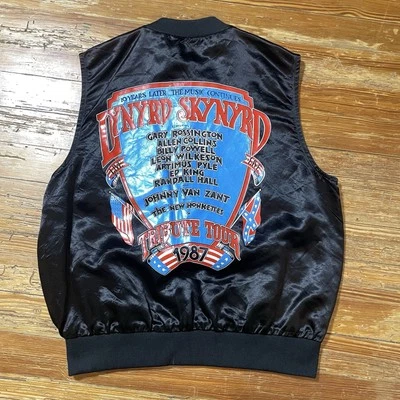 Vintage 80s Lynyrd Skynyrd Vest Size Medium Tour Rock Band Winterland Satin 1987 - Image 1 of 4