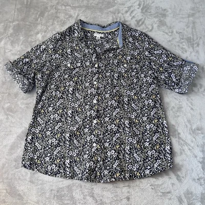 Camisa Croft & Barrow Floral con Botones para Mujer Plus 2X Azul Marino Cottage Country Foto 1 de 4