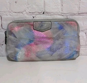 Pochette Aimee Kestenberg Gala doppia zip viola spazzolata metallizzata vera pelle - Foto 1 di 16