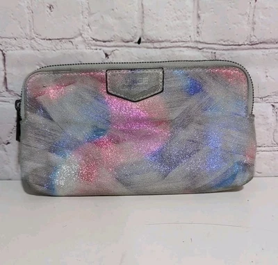 Aimee Kestenberg Gala Double Zip Violet Brushed Metallic Genuine Leather Clutch - Image 1 of 4