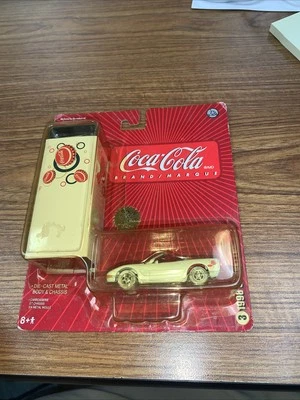 JOHNNY WHITE LIGHTNING COCA COLA '98 CORVETTE CONVERTIBLE w/ RUBBER TIRES, TIN - Image 1 of 4