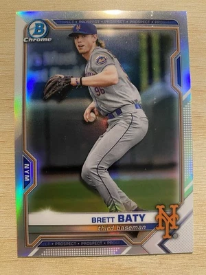 2021 Bowman Chrome Refractor Brett Baty #BDC-130 New York Mets - Image 1 of 2