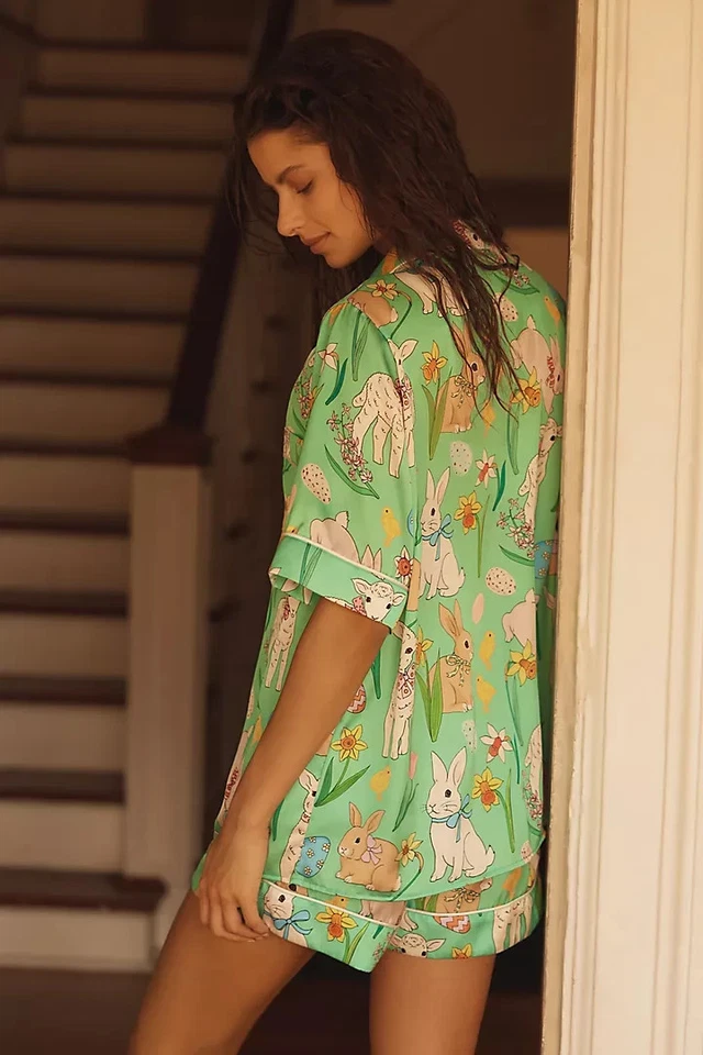Karen Mabon A Basket Full Of Joy Pajama Shorts Set - Easter Bunny Spring Large - Image 1 of 2