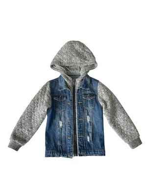 Boy's Long Sleeve Denim Jacket w/ Hood Size Small (6/7) - Image 1 of 4