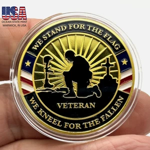 *10 Pack Military Challenge Coins Veterans Coin Stand For The Flag Fallen Heroes - Picture 1 of 6