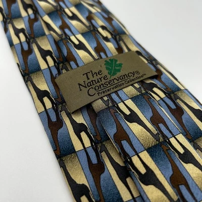 Corbata para hombre The Nature Conservancy 100 % seda jirafas animal safari azul marrón  Foto 1 de 4
