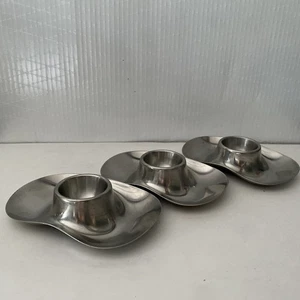 3 Vintage WMF Stainless Egg Cups w/Trays MCM Cromargan Germany - Picture 1 of 18