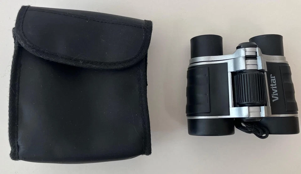 New Vivitar 4 X 30 Black & Silver Binoculars With Travel Case. - Image 1 of 4