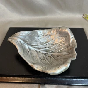 RARE PEWTER Cabbage Leaf Legged Handled Bowl 7 Inches - Picture 1 of 4