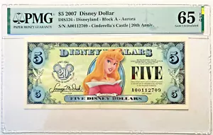 2007 $ 5 DISNEY DOLLAR AURORA SLEEPING BEAUTY D Land Serie A00112709 PMG 65 6E - Bild 1 von 7